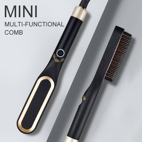 Mini Hair Straightener Brush Hot Comb Iron Ceramic Hanzuva