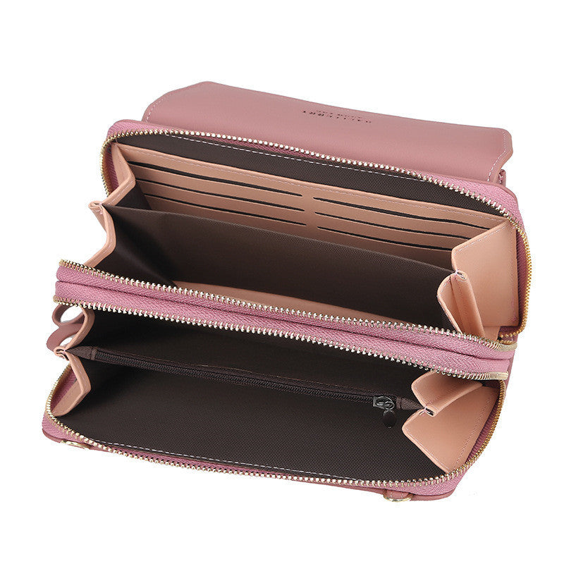 Ladies Long Wallet Double Zipper Large Capacity Diagonal Bag Hanzuva