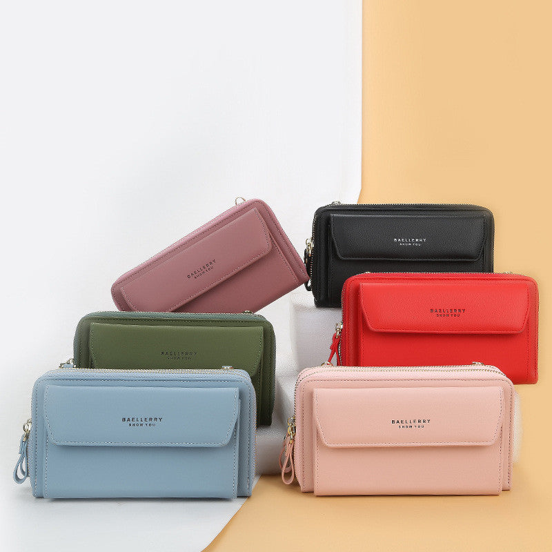 Ladies Long Wallet Double Zipper Large Capacity Diagonal Bag Hanzuva
