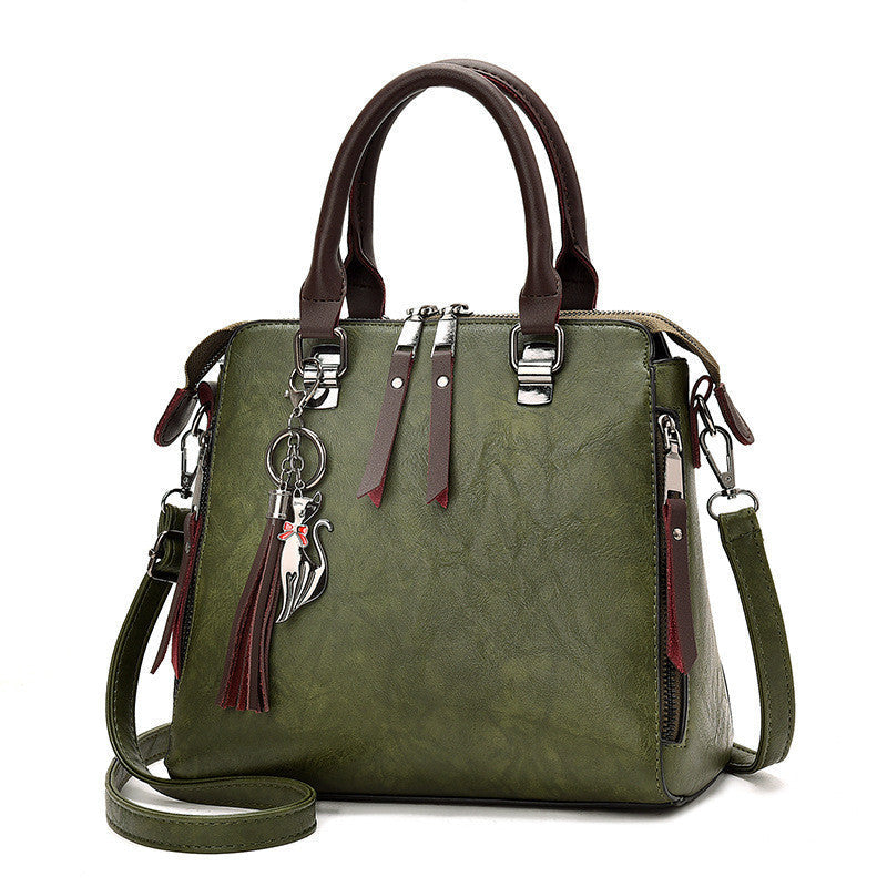 Vintage Handbag Women PU Leather Tassel Top-handle Bag Fashion Lady Tote Luxury Large Capacity Shoulder Bag Hanzuva