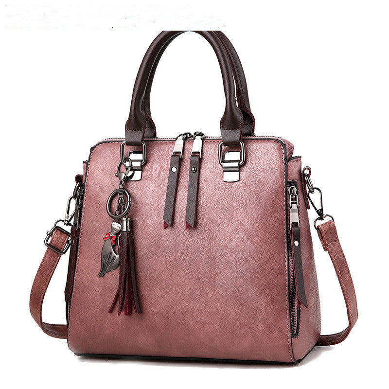 Vintage Handbag Women PU Leather Tassel Top-handle Bag Fashion Lady Tote Luxury Large Capacity Shoulder Bag Hanzuva