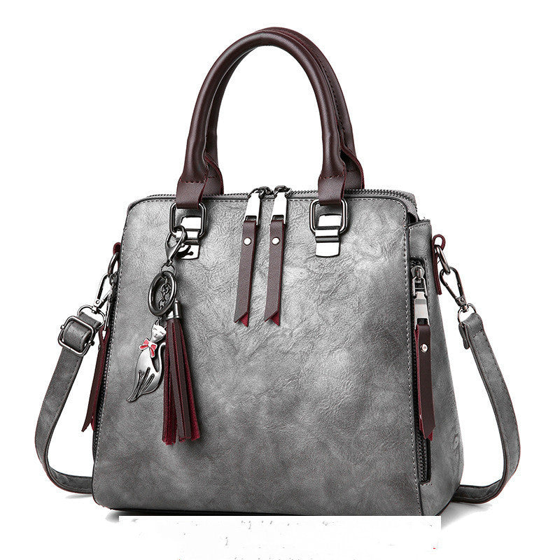 Vintage Handbag Women PU Leather Tassel Top-handle Bag Fashion Lady Tote Luxury Large Capacity Shoulder Bag Hanzuva