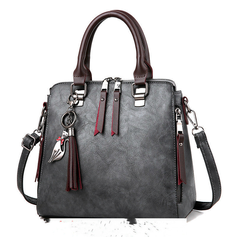 Vintage Handbag Women PU Leather Tassel Top-handle Bag Fashion Lady Tote Luxury Large Capacity Shoulder Bag Hanzuva
