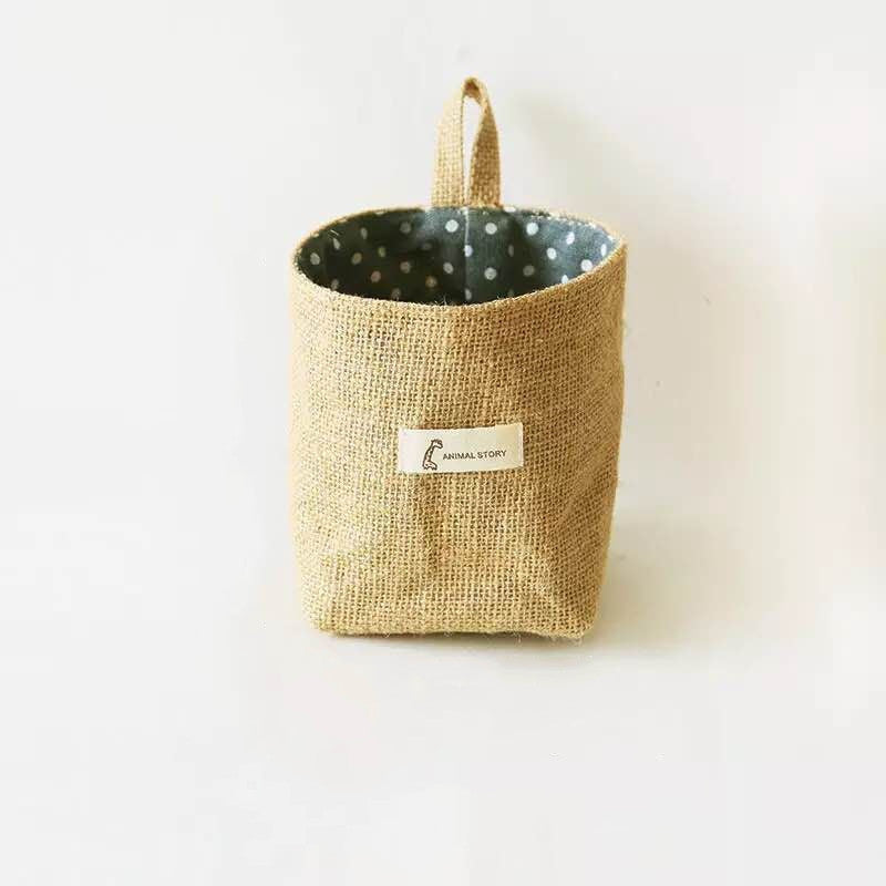 Cotton And Linen Creative Storage Hanging Bag Wall Behind The Door Desktop Debris Jute Storage Bag Hanzuva
