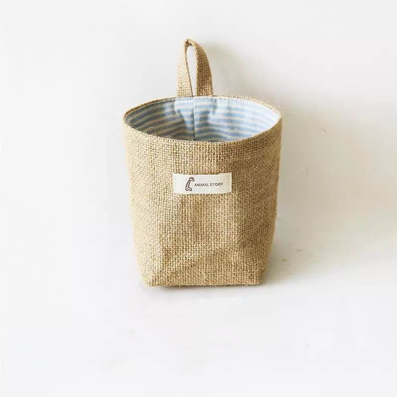 Cotton And Linen Creative Storage Hanging Bag Wall Behind The Door Desktop Debris Jute Storage Bag Hanzuva