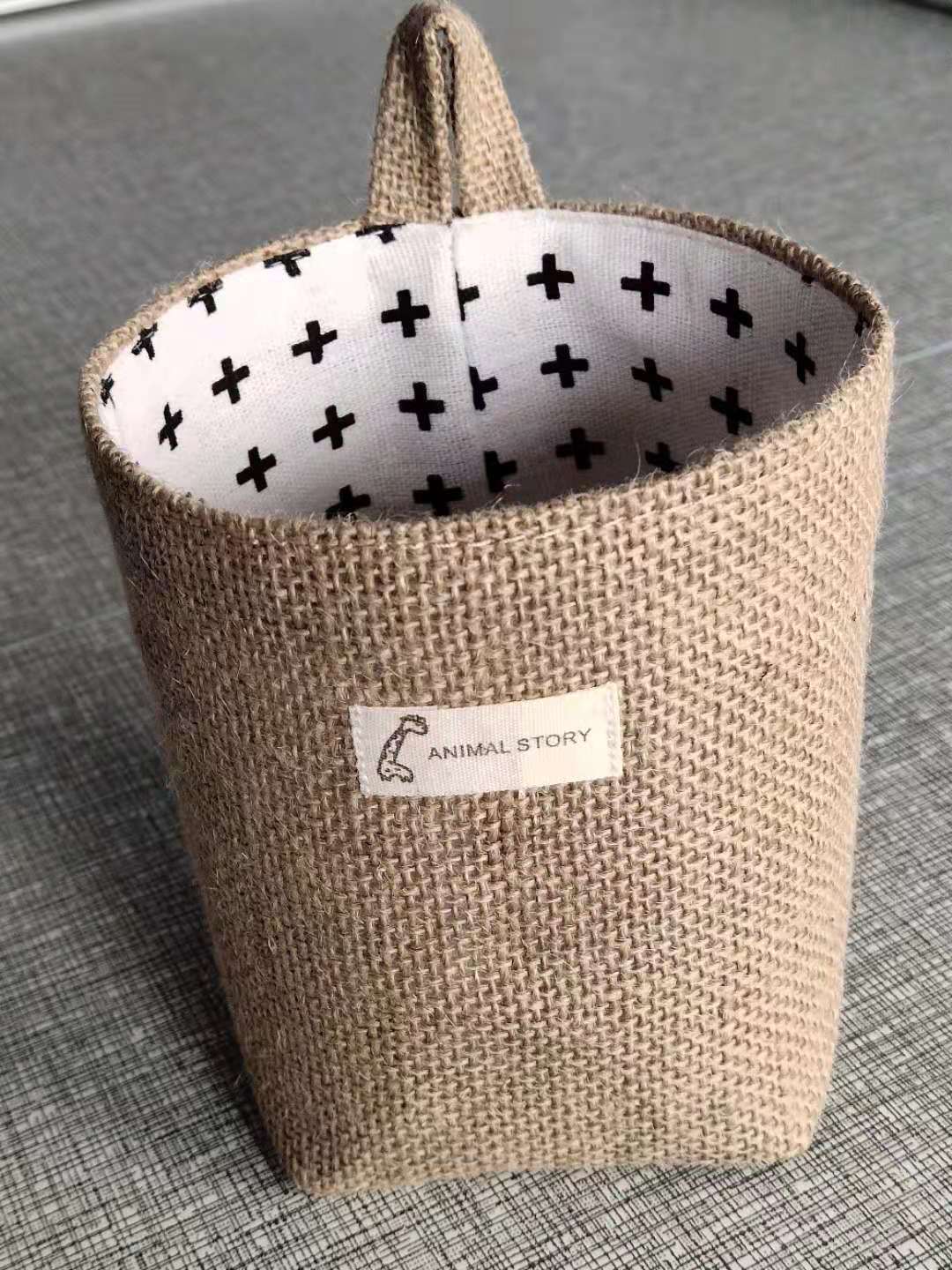 Cotton And Linen Creative Storage Hanging Bag Wall Behind The Door Desktop Debris Jute Storage Bag Hanzuva
