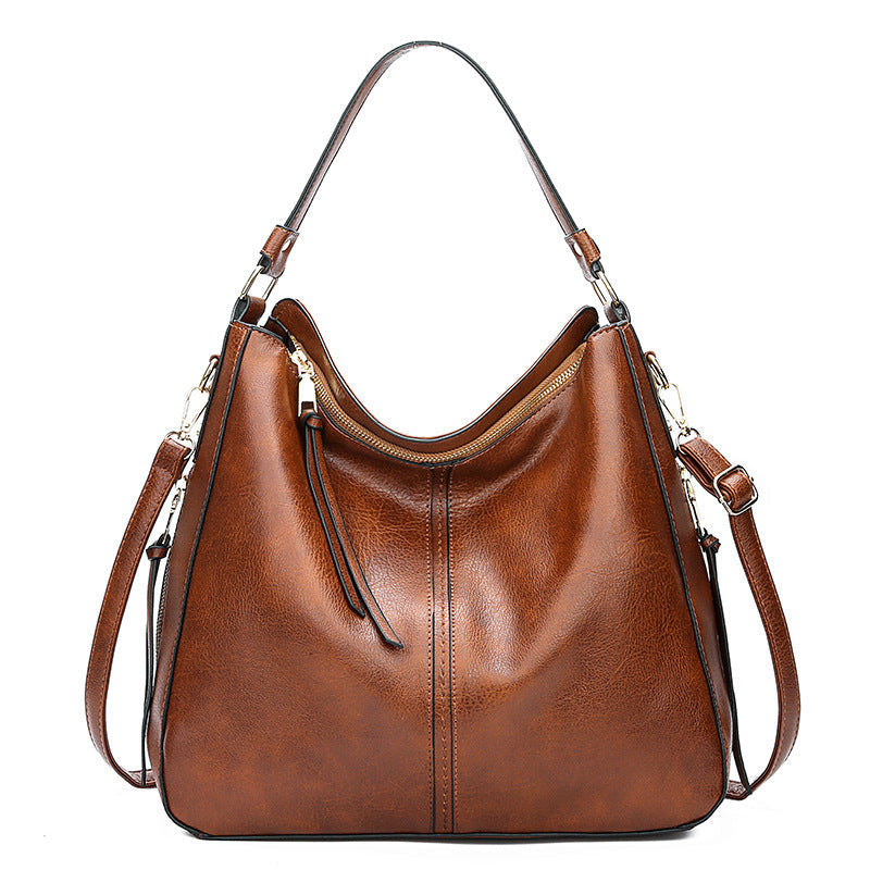 Hobos Zipper Bucket Bags With Adjustable Shoulder-strap Handbags Temperament High Capacity Messenger Shoulder Bag For Women Hanzuva