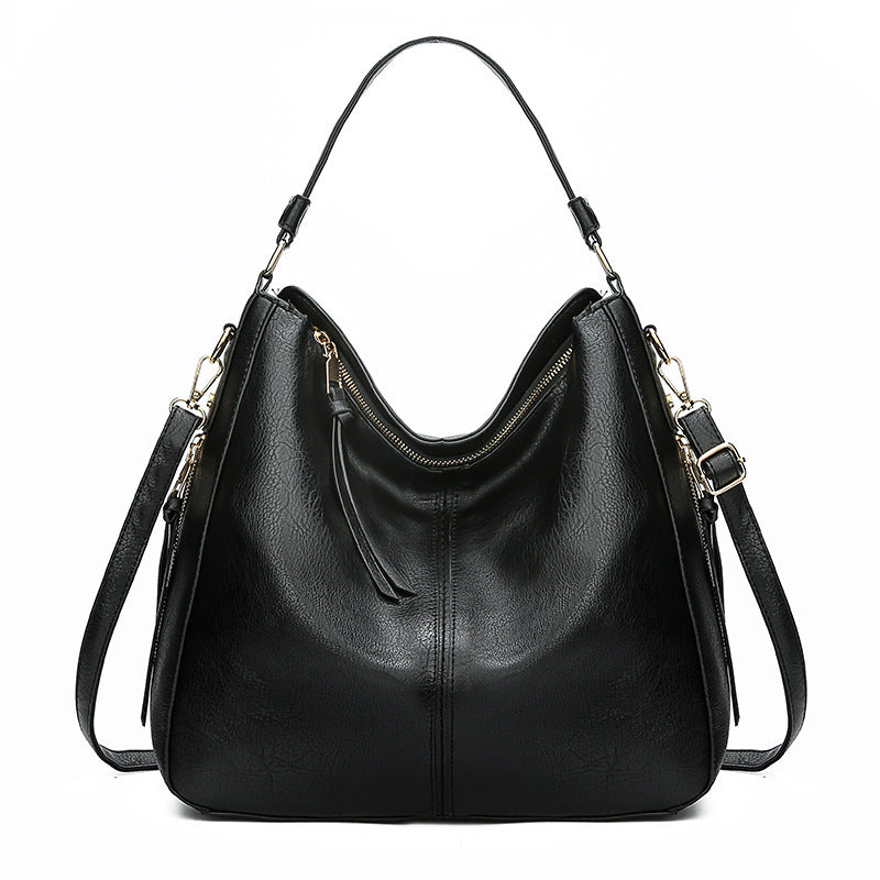 Hobos Zipper Bucket Bags With Adjustable Shoulder-strap Handbags Temperament High Capacity Messenger Shoulder Bag For Women Hanzuva
