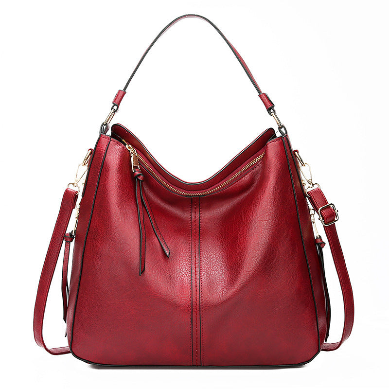 Hobos Zipper Bucket Bags With Adjustable Shoulder-strap Handbags Temperament High Capacity Messenger Shoulder Bag For Women Hanzuva