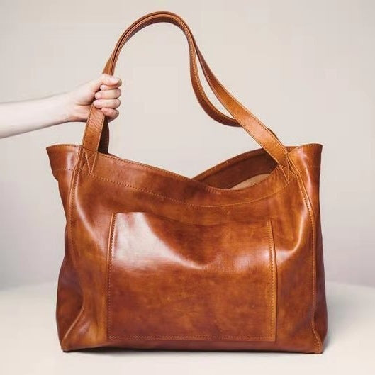 Vintage Large Capacity Handbags PU Soft Leather Big Bag Designer Luxury Women Shoulder Bag Beach On Vacation Woman Tote Bag Hanzuva