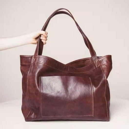 Vintage Large Capacity Handbags PU Soft Leather Big Bag Designer Luxury Women Shoulder Bag Beach On Vacation Woman Tote Bag Hanzuva