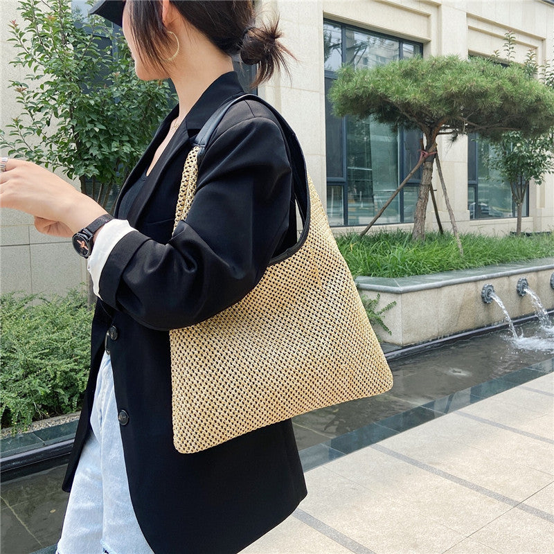 Fashion Rattan Women Shoulder Bags Wikcer Woven Female Handbags Large Capacity Summer Beach Straw Bags Casual Totes Hanzuva