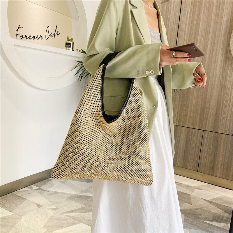 Fashion Rattan Women Shoulder Bags Wikcer Woven Female Handbags Large Capacity Summer Beach Straw Bags Casual Totes Hanzuva