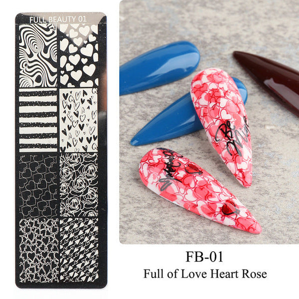 Nail Tool Steel Plate Transfer Template Lover Love Natural Flowers Ocean Pattern Hanzuva