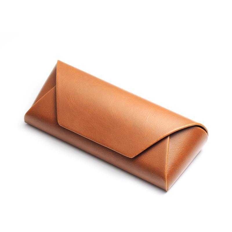 Handmade Japanese Crazy Horse Leather Brown PU Leather Plus Retro Art Anti-compression Myopia Sunglasses Sunglasses Case