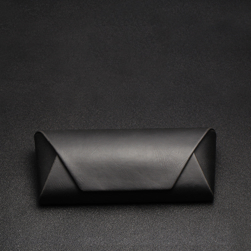 Handmade Japanese Crazy Horse Leather Brown PU Leather Plus Retro Art Anti-compression Myopia Sunglasses Sunglasses Case
