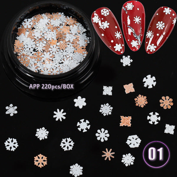 Ultra Thin Computer Chip Manicure Hollow Metal Chip English Letter Snowflake Christmas Nail Patch Hanzuva