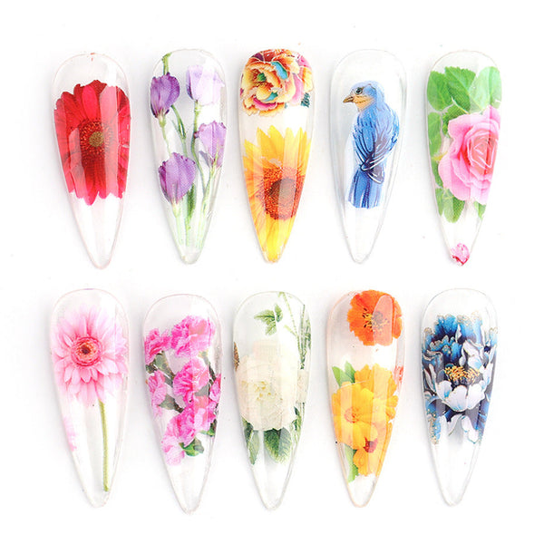 Nail Sticker Ins Retro  Floral Rose Nail Lace Paper Star Transfer Paper Nai Hanzuva