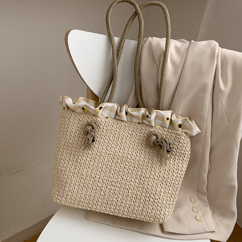 Fashion Women's Summer Straw Bag Tote Shoulder Bags Large Wicker Woven HandBag Female New Braided Raffia Pouch Beach Bag Hanzuva