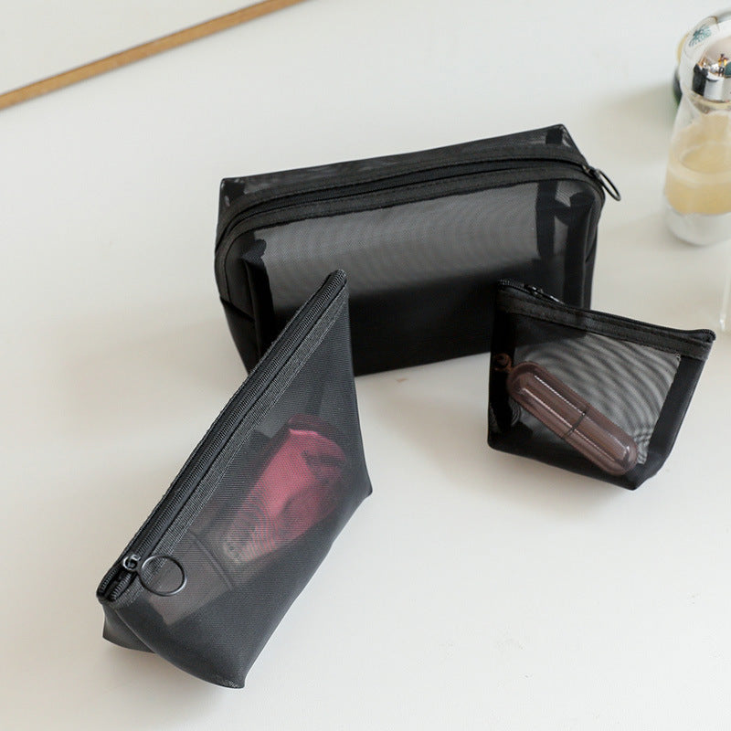 Portable Travel Toiletry Bag Transparent Mesh Toiletry Bag Hanzuva