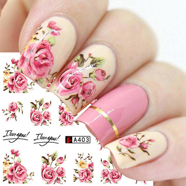Nail Art Rose Nail Sticker Bowknot Lace Red Flower Nail Applique Eco-Friendly Nail Hanzuva