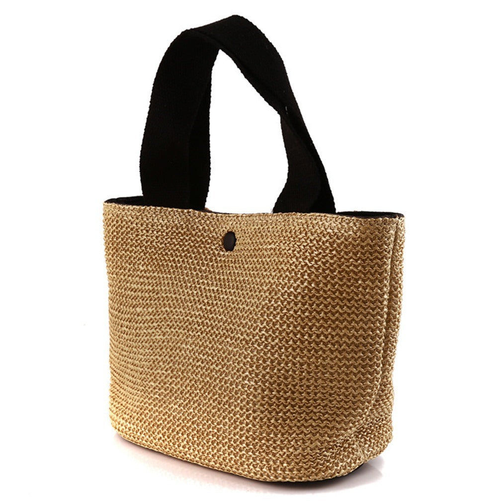 Free Size Sweet Temperament Design Straw Weave Fashion Simple Portable Bucket Bag Hanzuva