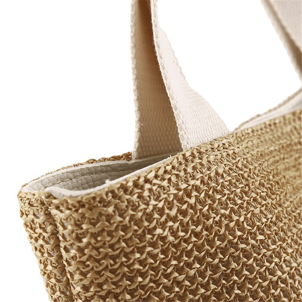 Free Size Sweet Temperament Design Straw Weave Fashion Simple Portable Bucket Bag Hanzuva
