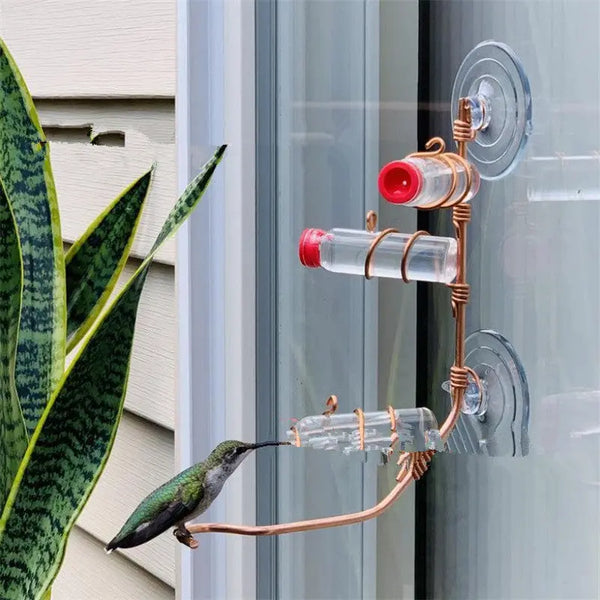 Garden Bird Feeder Supplies Hummingbird Feeder Drinker Suction Cup Easy To Clean Deck Garden Decor Bird Feeders for Wild Birds - Hanzuva
