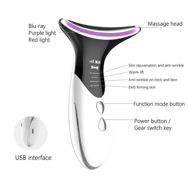 Neck Massager Color Light Skin Rejuvenation Neck Beauty Device Hanzuva