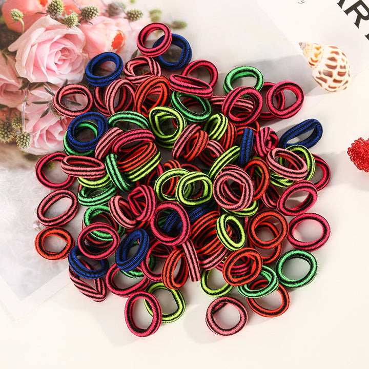 100 Small Towel Ring Bags Korean Candy Color High Elasticity Hair Accessories Head Rope 2Cm Hanzuva
