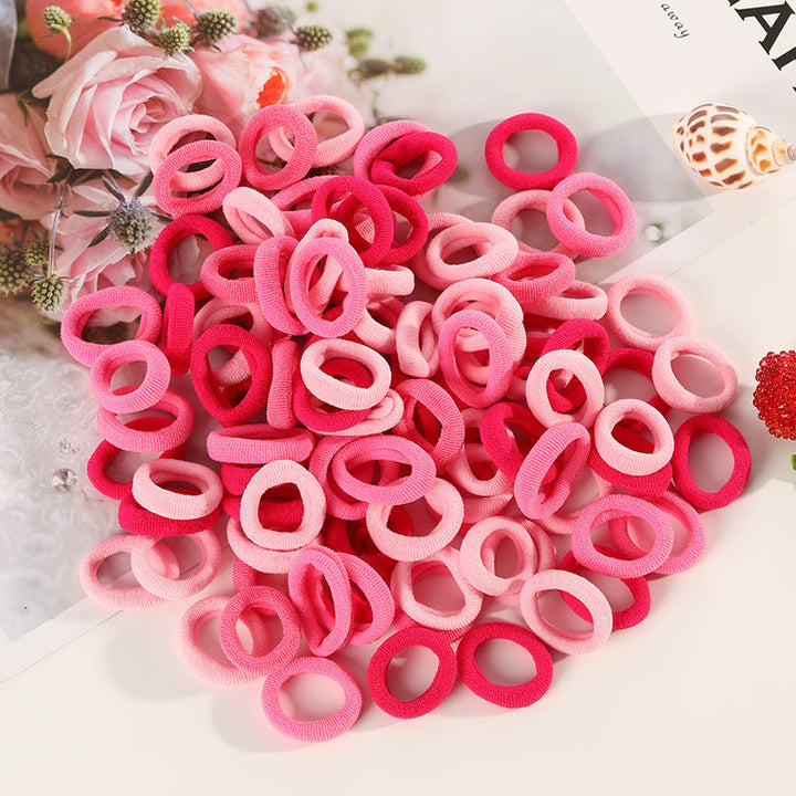 100 Small Towel Ring Bags Korean Candy Color High Elasticity Hair Accessories Head Rope 2Cm Hanzuva