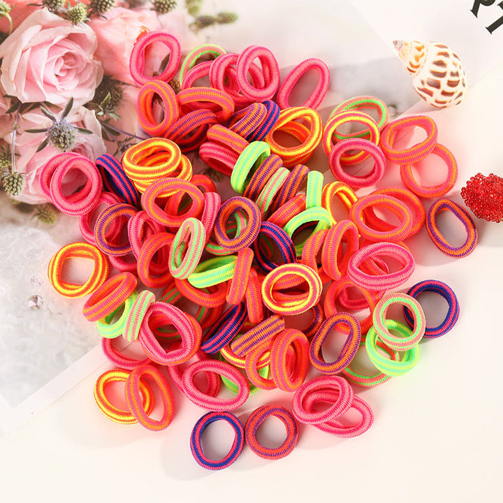 100 Small Towel Ring Bags Korean Candy Color High Elasticity Hair Accessories Head Rope 2Cm Hanzuva