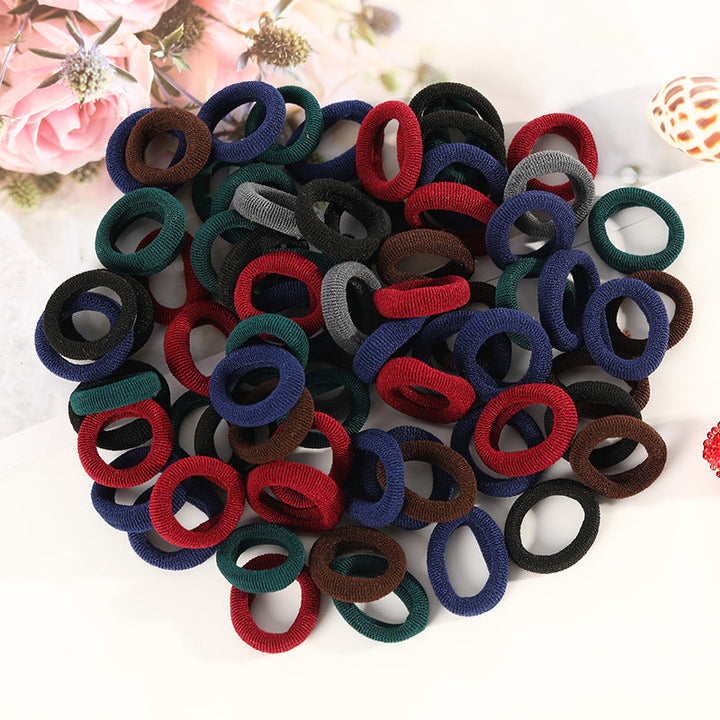 100 Small Towel Ring Bags Korean Candy Color High Elasticity Hair Accessories Head Rope 2Cm Hanzuva