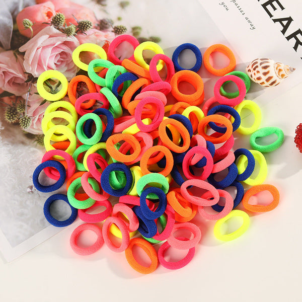 100 Small Towel Ring Bags Korean Candy Color High Elasticity Hair Accessories Head Rope 2Cm Hanzuva