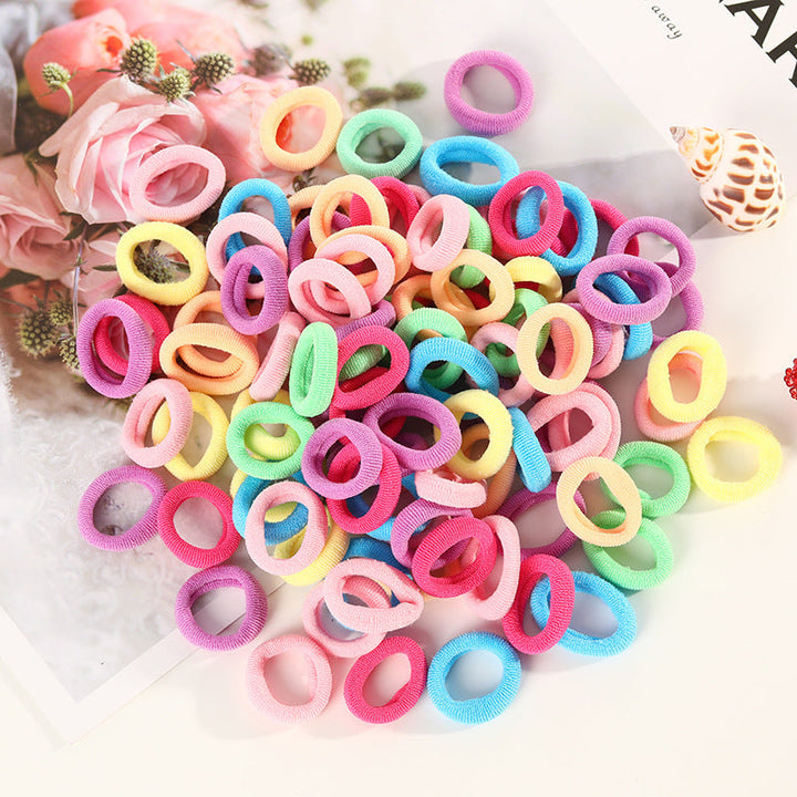 100 Small Towel Ring Bags Korean Candy Color High Elasticity Hair Accessories Head Rope 2Cm Hanzuva