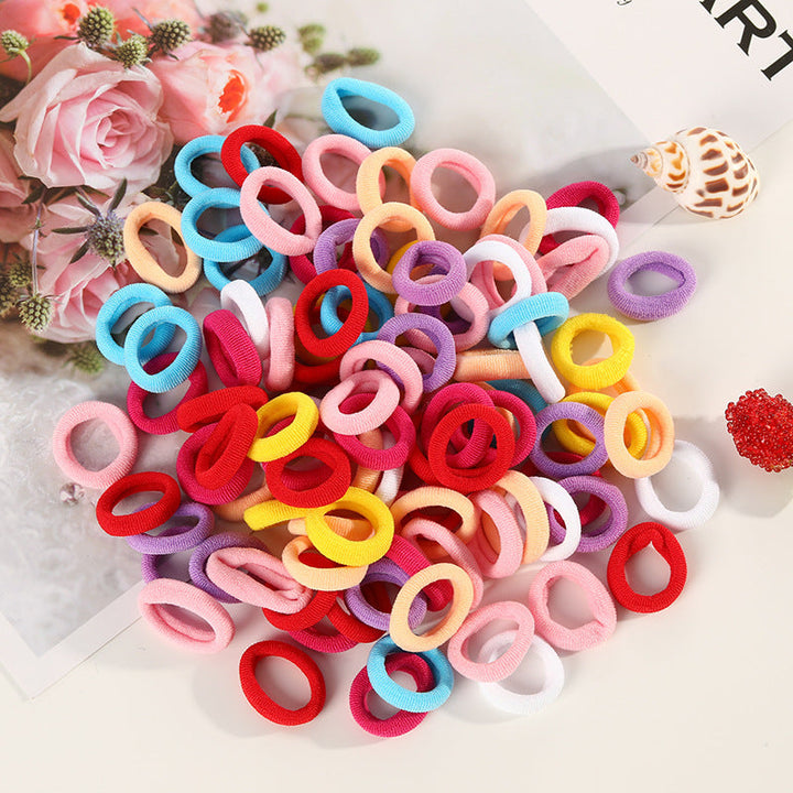 100 Small Towel Ring Bags Korean Candy Color High Elasticity Hair Accessories Head Rope 2Cm Hanzuva