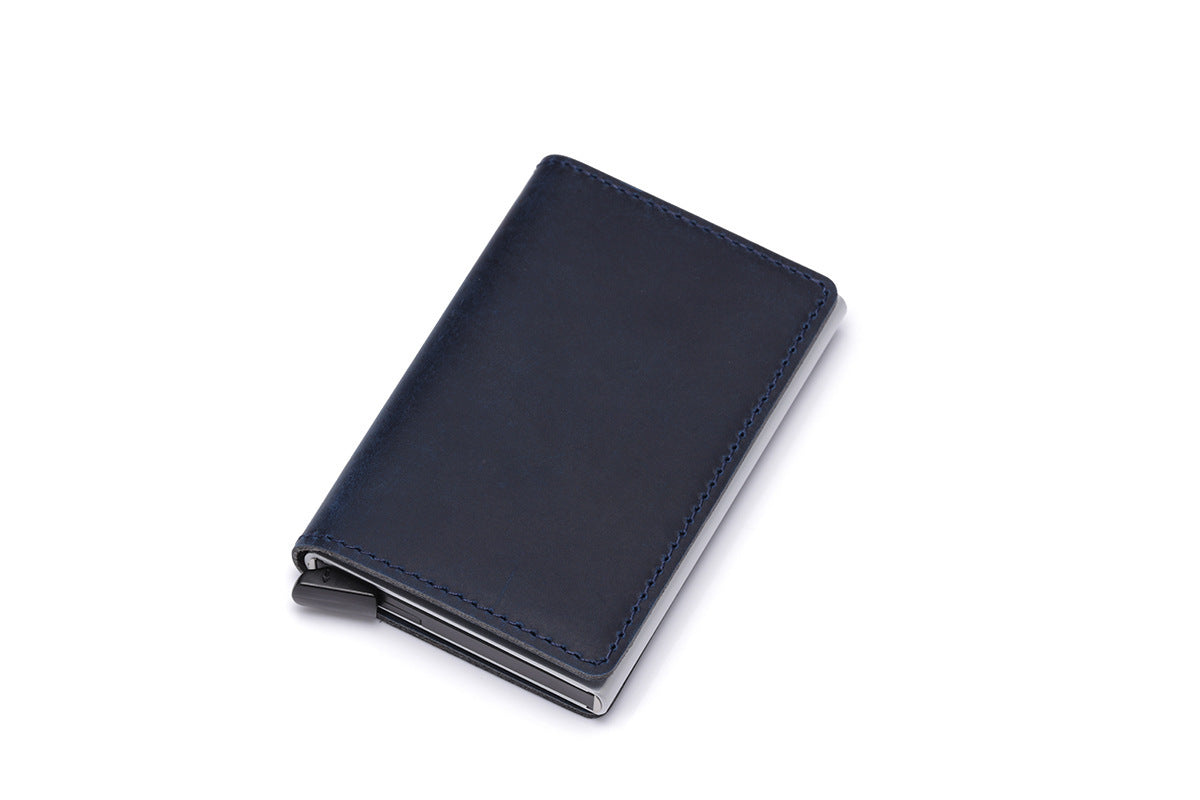 Retro Crazy Horse Leather Aluminum Card Case