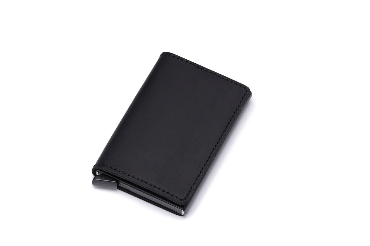 Retro Crazy Horse Leather Aluminum Card Case
