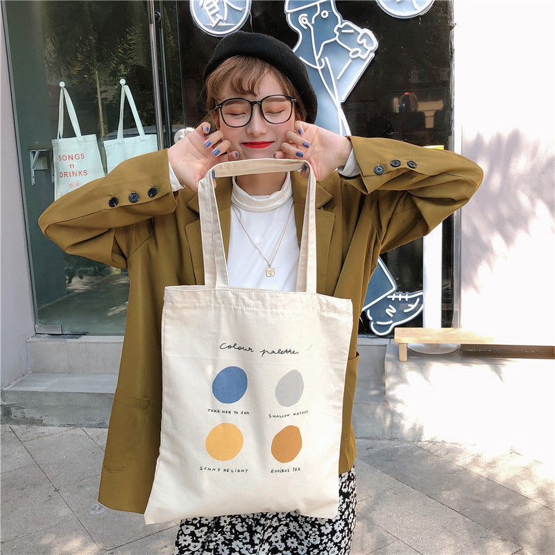 Women Canvas Tote Shopper Bags Ladies Casual Cotton Cloth Shoulder Bag Eco Reusable Shopping Bag Fashion Cute Girl Beach Travel Hanzuva