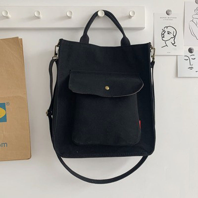 New Corduroy Messenger Bag Female Korean Student Canvas Bag Large-Capacity Literary And Artistic Simple Canvas Handbag