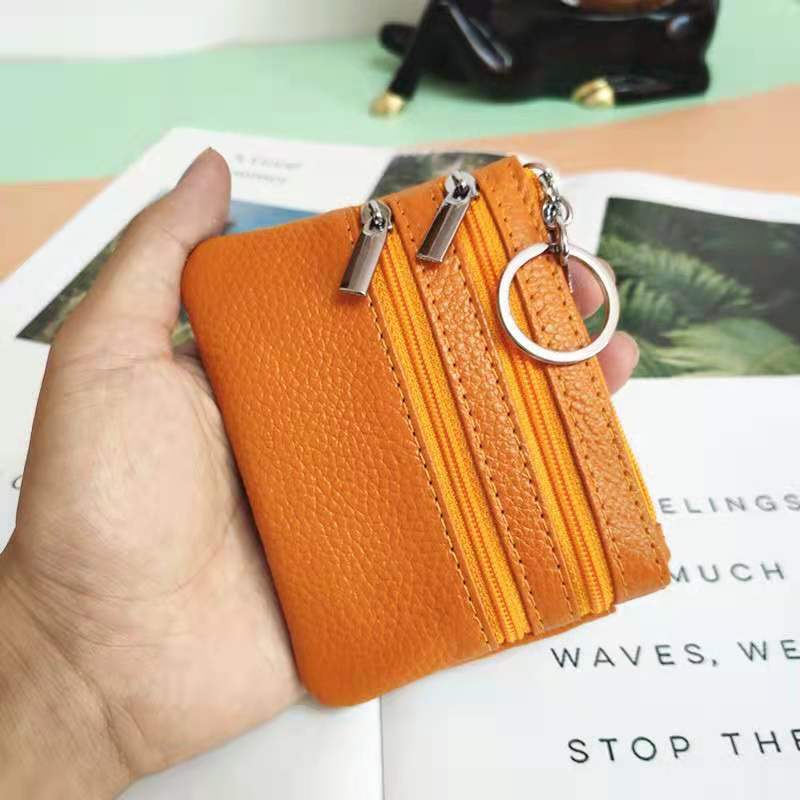 Porte-cartes En Simili Cuir Double Zippe Hanzuva