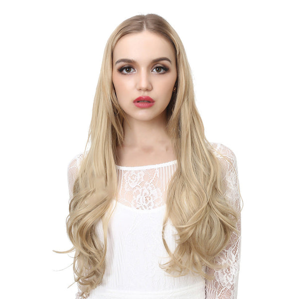 Wig Female Fish Line Type Long Curly Hair Chemical Fiber Extension Piece Matte High Temperature Silk Fish Silk Thread Wig Piece Hanzuva