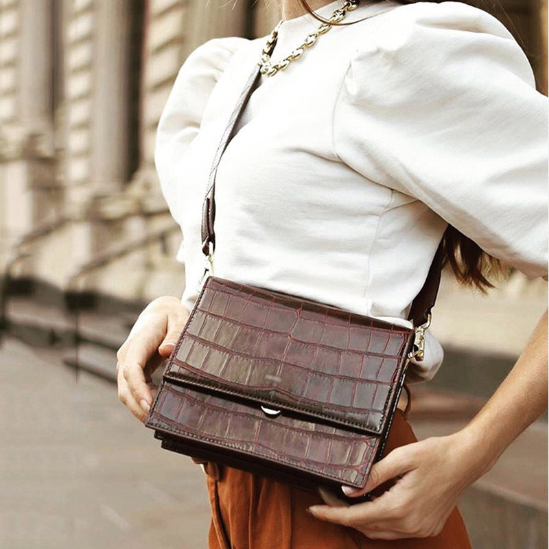 Textured Shoulder Bag With Wide Straps