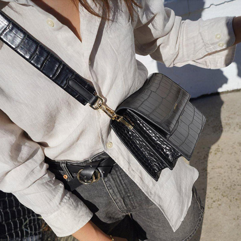 Textured Shoulder Bag With Wide Straps