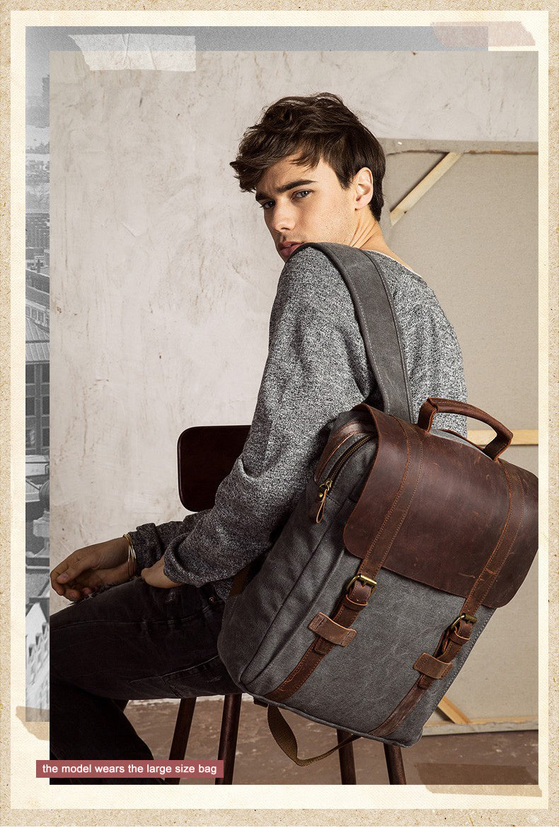 European And American Retro Literary Backpack Vertical Square Canvas Large Capacity Travel Bag