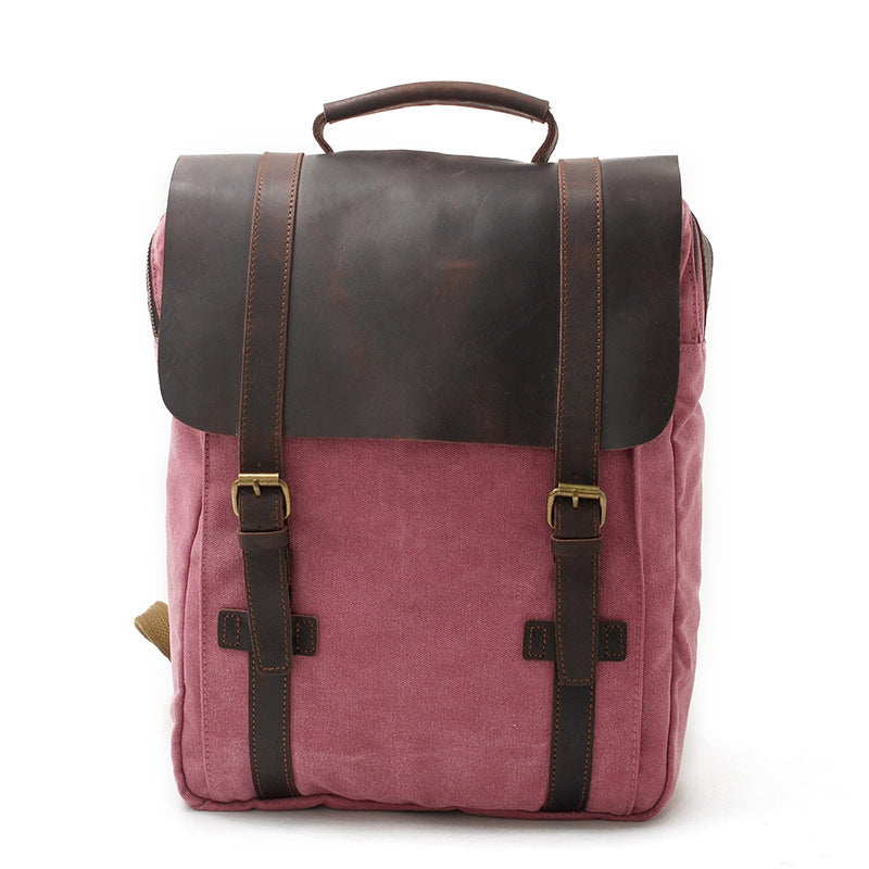 European And American Retro Literary Backpack Vertical Square Canvas Large Capacity Travel Bag