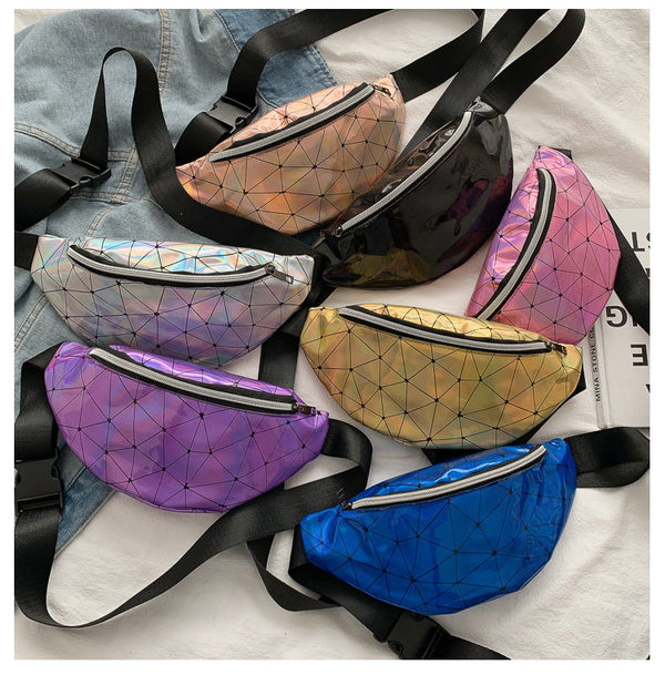 Waist Bag Korean Version Of Rhombic Laser Waist Bag Sequins Ladies One-Shoulder Diagonal Bag Mobile Phone Coin Purse Hanzuva