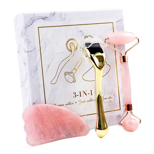 Micro-needle Powder Crystal Roller Jade Massager Face Scraping Board Beauty Spa Set Hanzuva