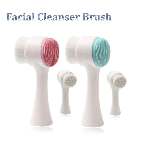Double-sided Silicone Skin Care Tool Facial Cleanser Brush Face Cleaning Vibration Facial Massage Washing Product Hanzuva