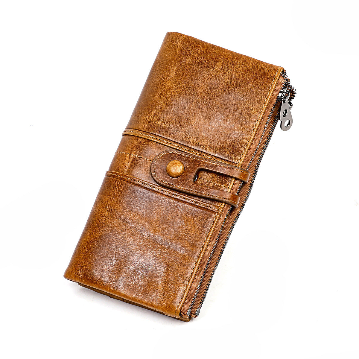 Top layer leather tri-fold wallet Hanzuva